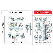 Вінілові наклейки весняні квіти в горщиках (лист 60 х 90 см) Б179-7 QT-AB, фото 2