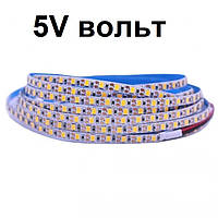 Світлодіодна стрічка LEDTech 5V smd 2835 120led/м 5v ip20 білий (6000 K) під USB преміум на синьому термоскотчі