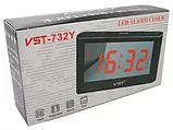 Електронний дзеркальний настільний годинник із датчиком температури та датою LED Alarm Clock VST 732Y-1, фото 3