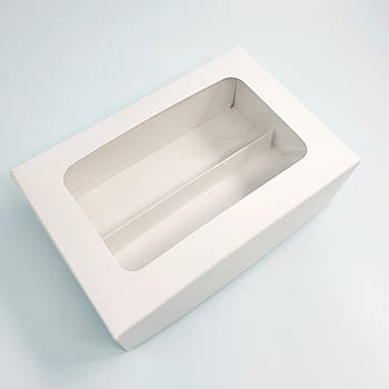 Коробка для макарун із віконцем (з роздільником) 10.5х17х5 см