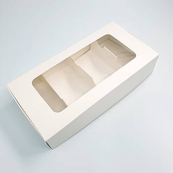 Коробка для десертів із віконцем (з роздільниками) 11х22х4 см