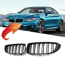Решітка ноздрі BMW (БМВ) 4 series F32, F33, F36, F80, F82 (2013-2021) Глянець 2 ребра, фото 3