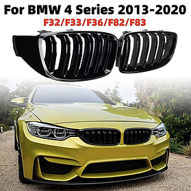 Решітка ноздрі BMW (БМВ) 4 series F32, F33, F36, F80, F82 (2013-2021) Глянець 2 ребра