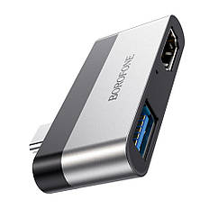 DR Мультиадаптер хаб Borofone DH2 2в1 Type-C to USB 3.0 (F)/HDMI (F)
