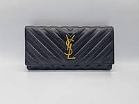 Кошелек Yves Saint Laurent кожаный черный с золотой фурнитурой