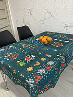 Скатертина на стіл лляна « Новорічна казка» Розмір 1.5 * 1.1 м.