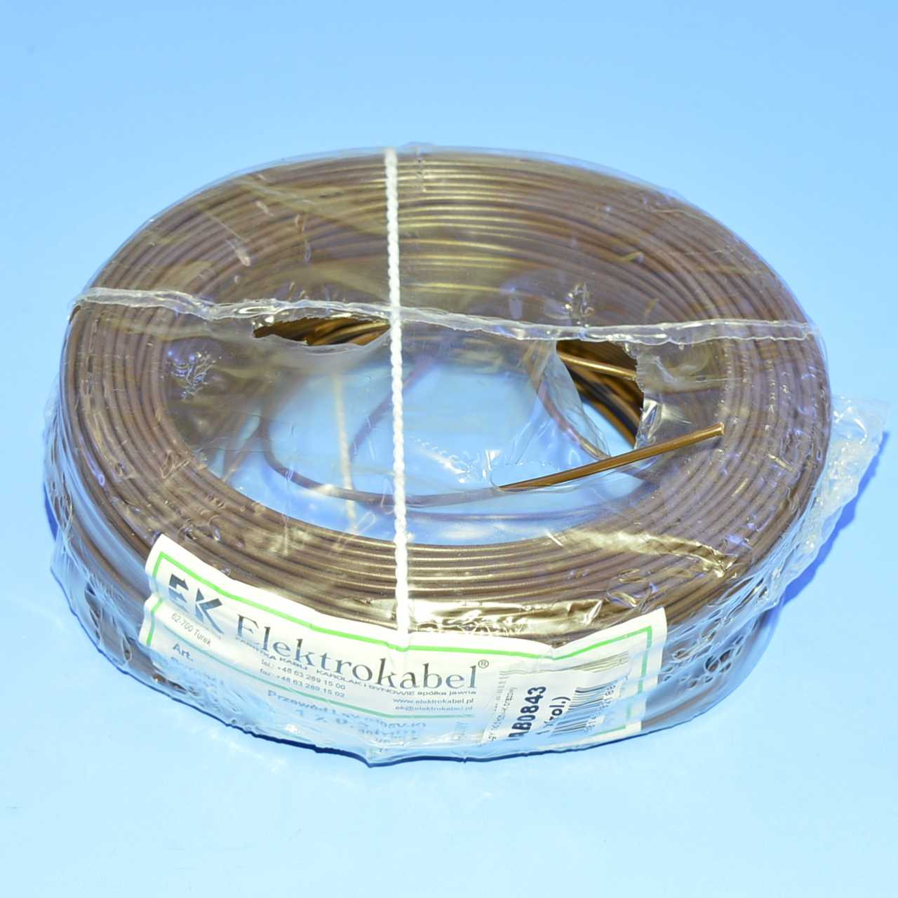 Провід мідний LgY, 1*0,5мм² H05V-K, Elektrokabel, коричн. KAB0843 / бухта 100м, фото 1
