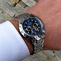 Наручные мужские часы в стиле Rolex кварцевые часы наручные с металическим браслетом ролекс серебряные