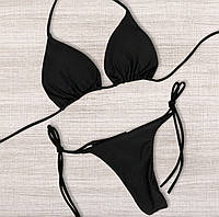 Купальник жіночі чорний купальник шторка красивий купальник жіночий купальник на зав'язка роздільний розмір M
