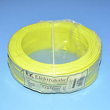 Провід мідний LgY, 1*0,75мм² H05V-K, Elektrokabel, жовтий KAB0854 / бухта 100м