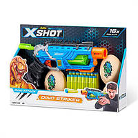 Скорострельный бластер Zuru X-Shot DINO Striker New 2 средних яйца 2 маленьких яйца 16 патронов 4860R