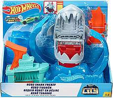 Ігровий набір Хот Вілс Голодна Акула-робот Зміни колір Hot Wheels City Robo Shark Frenzy GJL12 Mattel Оригінал