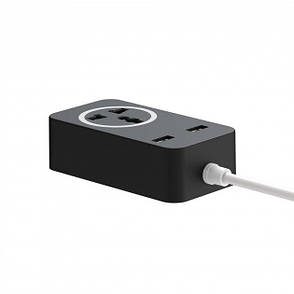 Подовжувач XO 2USB/ 1 OUTLET/ 10A (WL03) Black, фото 3