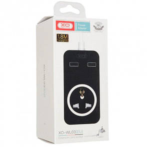 Подовжувач XO 2USB/ 1 OUTLET/ 10A (WL03) Black, фото 2