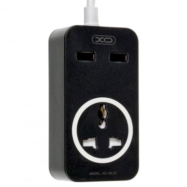Подовжувач XO 2USB/ 1 OUTLET/ 10A (WL03) Black