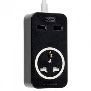 Подовжувач XO 2USB/ 1 OUTLET/ 10A (WL03) Black, фото 1
