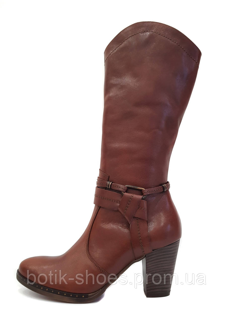 Модні жіночі чоботи з натуральної шкіри на високих підборах весняні осінні якісні повсякденні коричневі 40 розмір Kordel 4597 2023