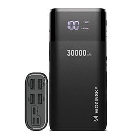 Оригінальний Wozinsky Power Bank 30000 mAh Li-Ion 4 x USB with LCD display 2A black WPB-001BK