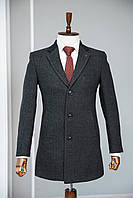 Мужское осеннее пальто темно серое кашемировое классическое приталенное S