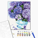 Картина за номерами Гортензія в небесному горщику Картини в цифрах Квіти Натюрморт 40х50см Розмальовка Brushme BS51688, фото 2