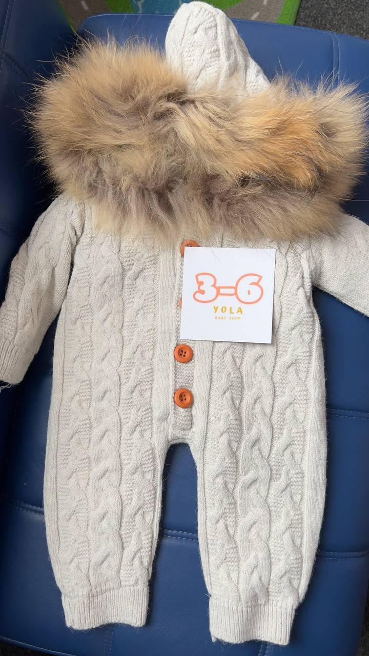 Комбінезон вязаний на овчині (3-6м.)  (YOLA.BABY.SHOP)