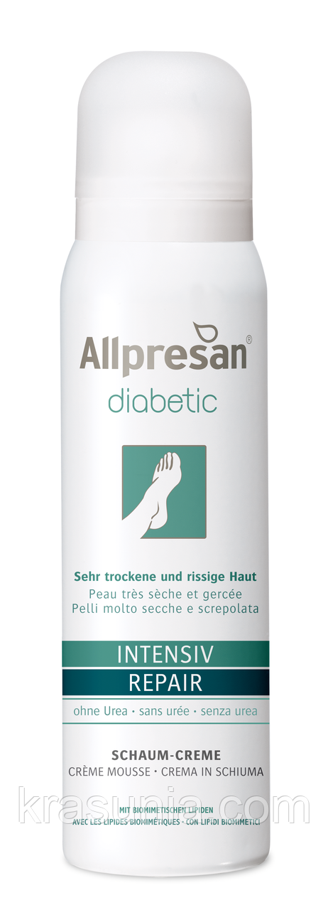 Крем-піна для сухої потрісканої шкіри стоп діабетиків Allpresan Intensive+Repair