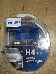 Лампа галогенова H-4 12V 60/55W P43t-38 Diamond Vision 5000K "Philips" 12342DVS2 - виробництва Польщі