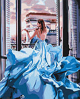 Картина по номерам Девушка в платье со скрипкой 40*50 Холст на деревянном подрамнике Романтика BrushMe BS34902