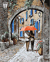 Картина по номерам Пара под зонтиком, 40х50 Strateg Премиум с лаком и уровнем (SY6613)