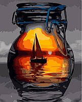 Картина по номерам Лодка в стакане, 40х50 Strateg Премиум с лаком и уровнем (VA-3758)