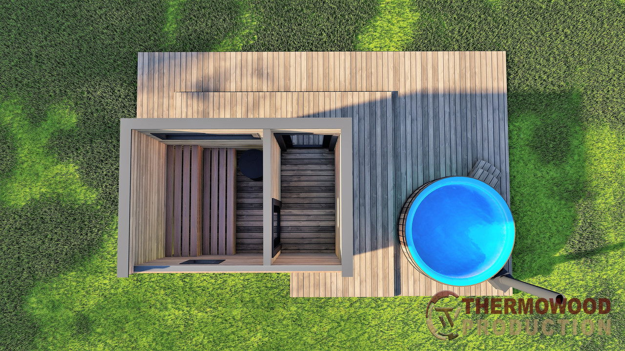Будівництво мобільної бані 3,1х2,0м Gartensauna-8 Thermowood Production під ключ