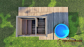 Будівництво мобільної бані 3,1х2,0м Gartensauna-8 Thermowood Production під ключ