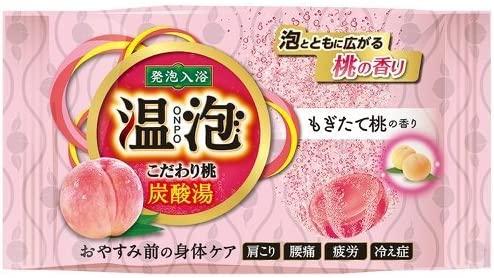 Earth Pharmaceutical Onbao Kodawari Peach шипуча таблетка для прийняття ванни, аромат свіжозібраного персика