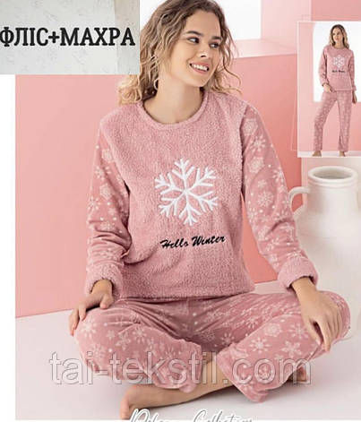 Піжама жіноча тепла махра софт+фліс Туреччина M-L-XL-2XL, фото 2