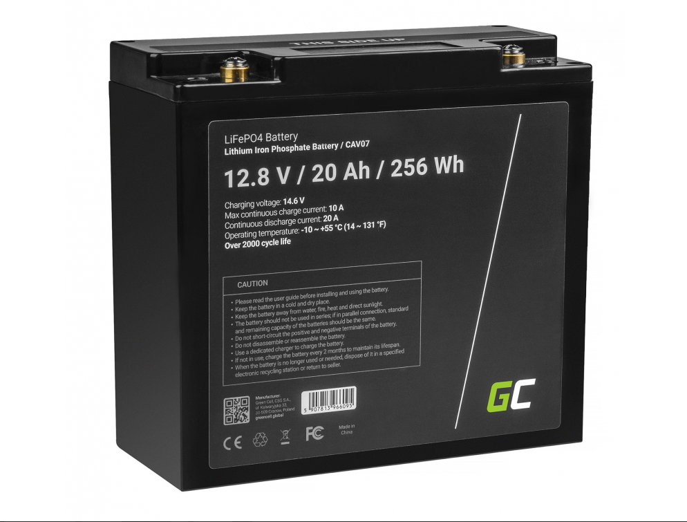 Акумулятор для ДБЖ Green Cell CAV07 LiFePO4 12.8V 20Ah 256Wh, фото 1