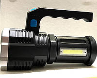 Фонарь ручной аккумуляторный прожектор X-606 4LED с зарядкой от USB + боковым светом COB