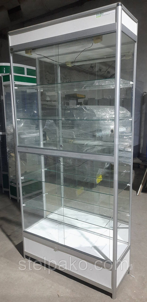 Торгова вітрина скляна з алюмінієвого профілю 1000х350х2100 мм., Б/у