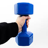 Набір для фітнесу 2в1 килимок для фітнесу та спорту (каремат) + гантелі 2шт по 10 кг OSPORT Set 25 (n-0056) Синій, фото 5