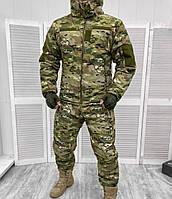 Військовий зимовий костюм Softshell мембрана + на флісі + синтепон (до -35) Камуфляж Мультикам, L