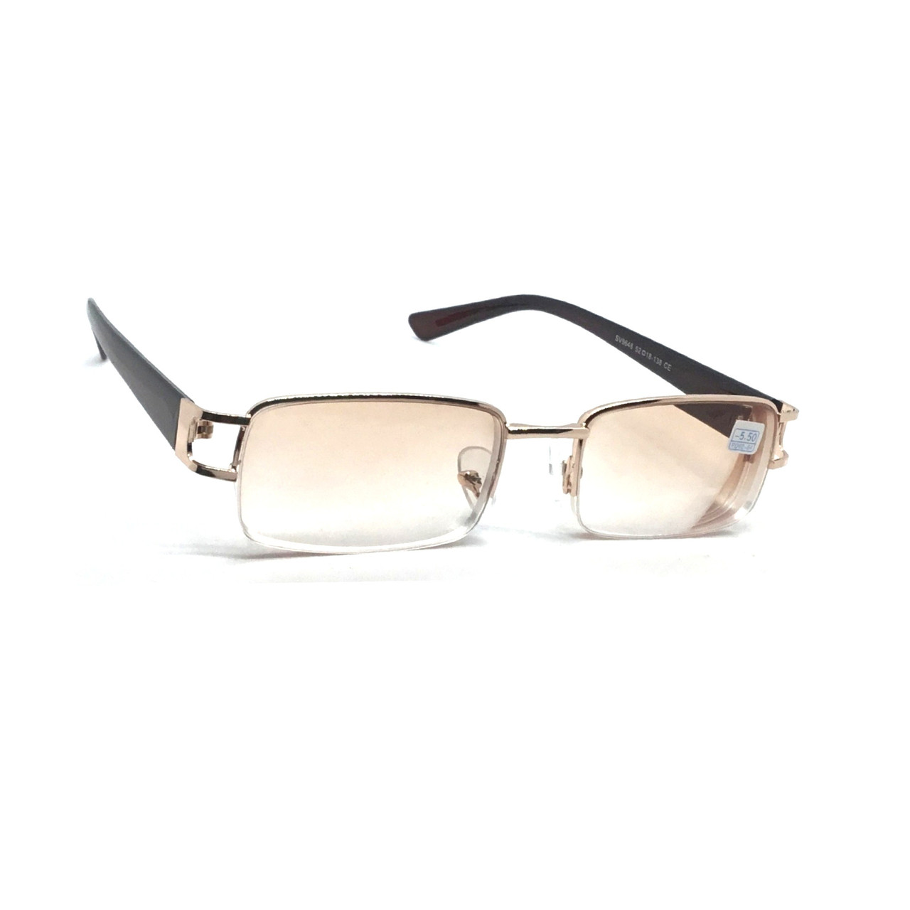 Напівоправні універсальні металеві окуляри 9648 з тонованою лінзою