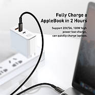 Кабель для швидкої зарядки Type-C на Type-C BASEUS 100W 5A Tungsten Gold Fast Charging Data Cable 2м (чорний), фото 6