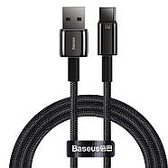 Кабель для швидкої зарядки USB на Type-C 66W 6A BASEUS Tungsten Gold Fast Charging Data Cable 1м (чорний), фото 2