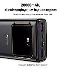 Портативна батарея повербанк 22.5 W (Max) зовнішній акумулятор УМБ 20000 мА·год Yesido Power Bank YP-30 Black, фото 5