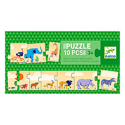 Пазли з тваринами Djeco Від маленьких до великих 10 деталей DJ08189