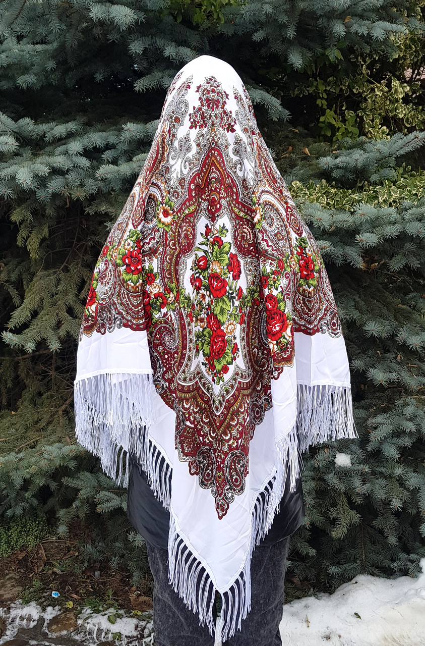 Хустка велика українська народна з квітами з тороками Ганна