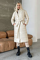 Женское зимнее стеганное пальто Naomi с капюшоном и пояском есть разные цвета S-M, L-XL