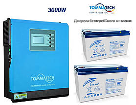 Джерело безперебійного живлення TommaTech 3K 24V інвертор/чиста синусоїда+gel акумулятор Ritar 12В 100Ач-2 шт