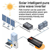 Перетворювач напруги FDIK 3000 W 12 V чистий синусоїдальний інвертор, фото 2