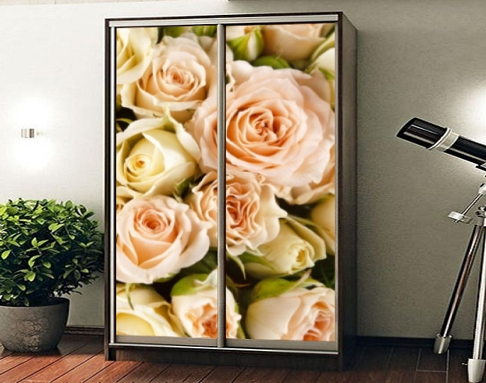 Наклейка на Шкаф-купе 220 Х 74 См на 2 Двери Розы (БП_а_fl13089 ...