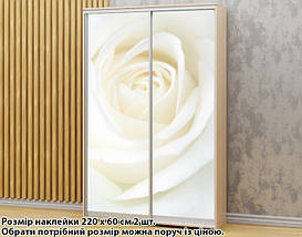 Наклейка на шафу-купе 220 х 60 см на 2 двері Біла троянда (БП_а_fl13392), фото 3